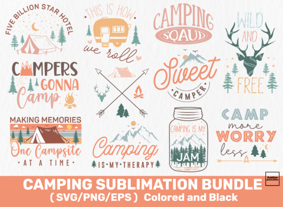 Camping Bundle Sublimation SVG Designs