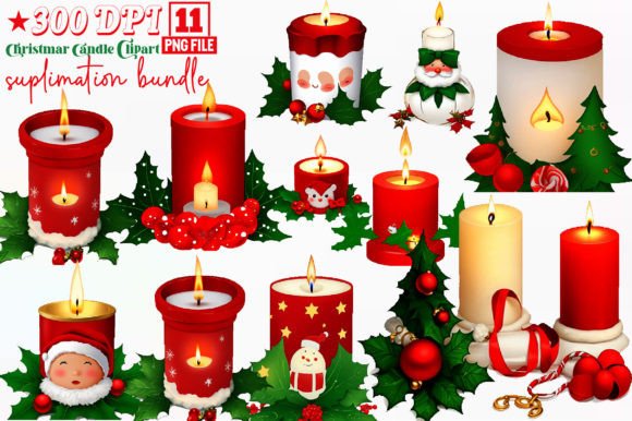 Christmas Candle Clipart: A Festive Graphic Design Asset for Crafts and Seasonal Projects