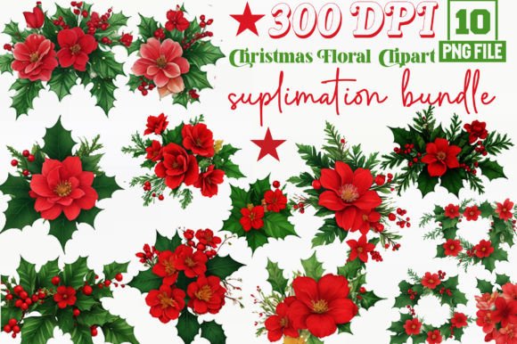 Christmas Floral Clipart Bundle: A Graphic Design Asset for Seasonal Crafts