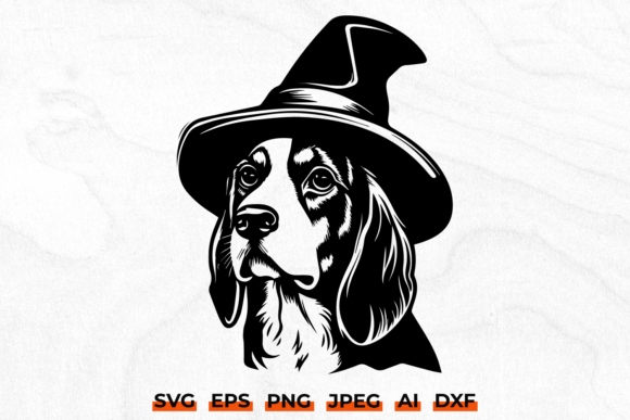 Halloween Beagle Dog in Witch Hat SVG