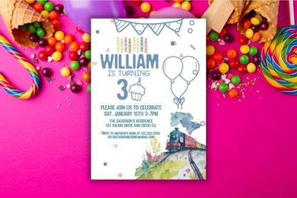 KIds Train Watercolor Birthday Card SVG Review
