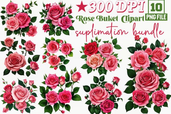 Rose Buket Clipart Sublimation Bundle for Crafts and Graphics