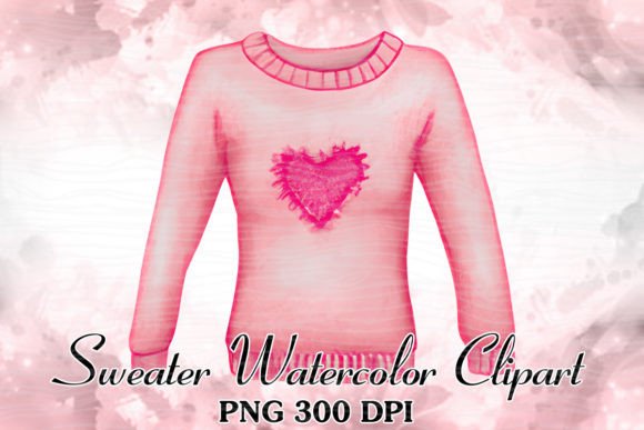 Watercolor Ugly Heart Sweater Clipart: Graphics for Crafts